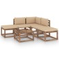vidaXL Set Salotto da Giardino 6 pz con Cuscini Beige vidaXL Set Salotto da Giardino 6 pz con Cuscini Beige