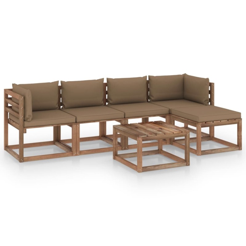 vidaXL Set Salotto da Giardino 6 pz con Cuscini Tortora vidaXL Set Salotto da Giardino 6 pz con Cuscini Tortora