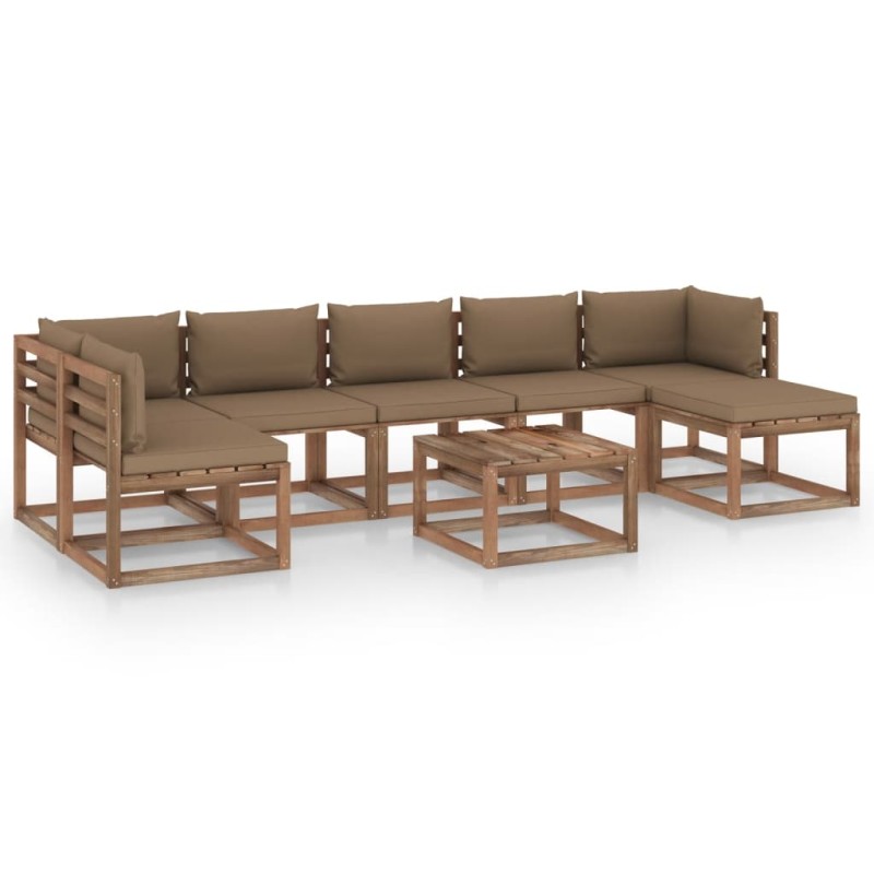 vidaXL Set Salotto da Giardino 8 pz con Cuscini Beige vidaXL Set Salotto da Giardino 8 pz con Cuscini Beige