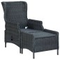 Sedia da Giardino Reclinabile con Pouf Polyrattan Grigio Scuro Sedia da Giardino Reclinabile con Pouf Polyrattan Grigio Scuro