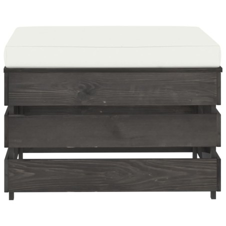 vidaXL Ottomana Modulare con Cuscino in Legno Impregnato Grigio