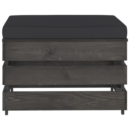 vidaXL Ottomana Modulare con Cuscino in Legno Impregnato Grigio