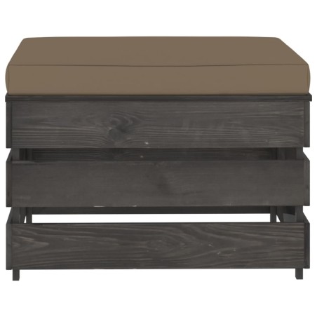 vidaXL Ottomana Modulare con Cuscino in Legno Impregnato Grigio