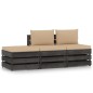 vidaXL Set Salotto da Giardino 3pz con Cuscini Legno Impregnato Grigio vidaXL Set Salotto da Giardino 3pz con Cuscini Legno Impregnato Grigio