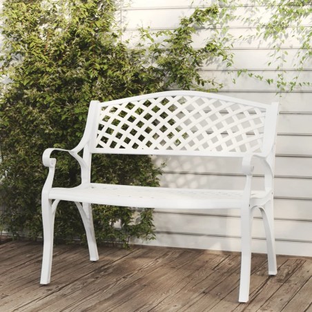 Panchina da Giardino 102 cm in Alluminio Pressofuso Bianca