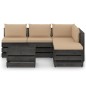 vidaXL Set Salotto da Giardino 6pz con Cuscini Legno Impregnato Grigio vidaXL Set Salotto da Giardino 6pz con Cuscini Legno Impregnato Grigio