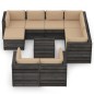 vidaXL Set Salotto Giardino con Cuscini 10 pz Legno Impregnato Grigio