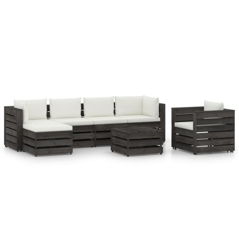 vidaXL Set Salotto da Giardino 7pz con Cuscini Legno Impregnato Grigio vidaXL Set Salotto da Giardino 7pz con Cuscini Legno Impregnato Grigio