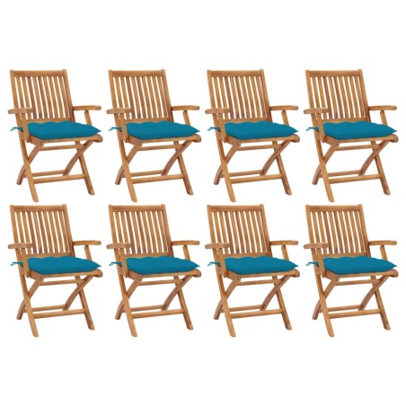 vidaXL Sedie da Giardino Pieghevoli con Cuscini 8 pz Massello di Teak