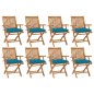 vidaXL Sedie da Giardino Pieghevoli con Cuscini 8 pz Massello di Teak