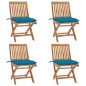 vidaXL Sedie da Giardino Pieghevoli con Cuscini 4 pz Massello di Teak vidaXL Sedie da Giardino Pieghevoli con Cuscini 4 pz Massello di Teak
