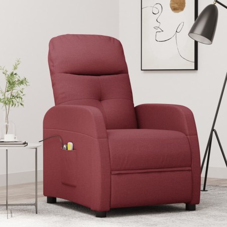 vidaXL Poltrona Massaggiante Elettrica Rosso Vino in Tessuto