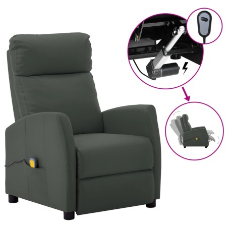 vidaXL Poltrona Massaggiante Elettrica Grigio Similpelle