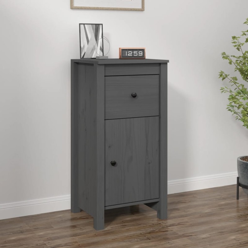 vidaXL Credenza Grigia 40x35x80 cm in Legno Massello di Pino vidaXL Credenza Grigia 40x35x80 cm in Legno Massello di Pino