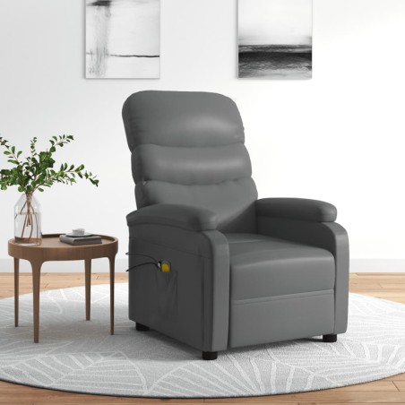 vidaXL Poltrona Massaggiante Elettrica Grigio Similpelle