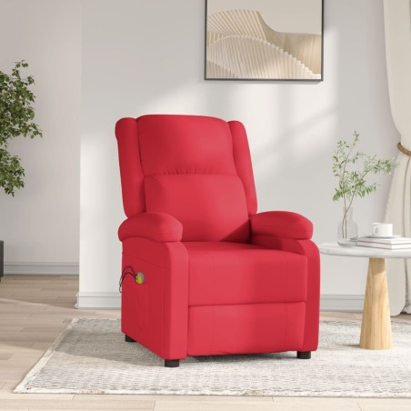 vidaXL Poltrona Massaggio Elettrica Rosso Similpelle