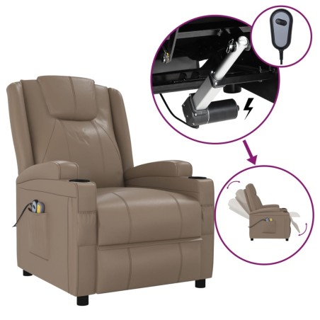 vidaXL Poltrona Massaggio Elettrica Cappuccino Similpelle