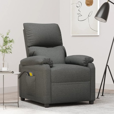 vidaXL Poltrona Massaggiante Elettrica Grigio Scuro in Tessuto