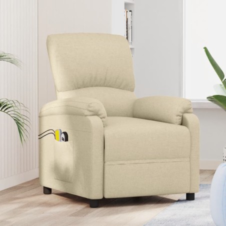 vidaXL Poltrona Massaggiante Elettrica Crema in Tessuto