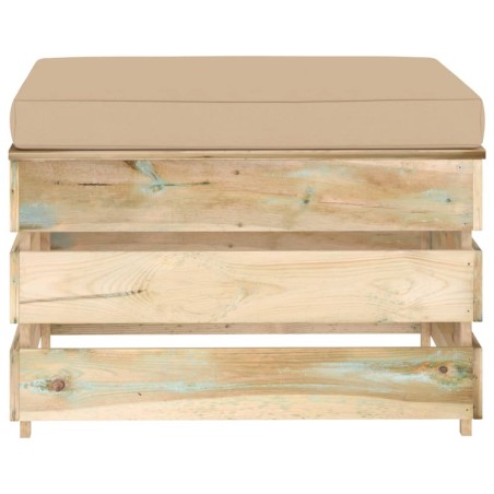 vidaXL Ottomana Modulare con Cuscino in Legno Impregnato Verde