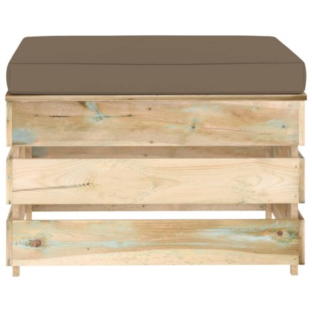 vidaXL Ottomana Modulare con Cuscino in Legno Impregnato Verde