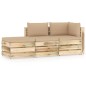 vidaXL Set Divani da Giardino con Cuscini 3 pz Legno Impregnato Verde vidaXL Set Divani da Giardino con Cuscini 3 pz Legno Impregnato Verde