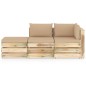 vidaXL Set Divani da Giardino con Cuscini 3 pz Legno Impregnato Verde vidaXL Set Divani da Giardino con Cuscini 3 pz Legno Impregnato Verde
