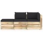 vidaXL Set Salotto da Giardino con Cuscini 3 pz Legno Impregnato Verde