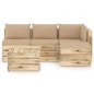 vidaXL Set Salotto da Giardino con Cuscini 5 pz Legno Impregnato Verde