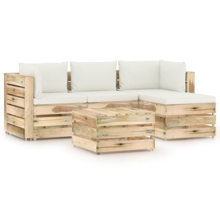 vidaXL Set Salotto da Giardino con Cuscini 5 pz Legno Impregnato Verde