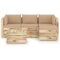 vidaXL Set Divani da Giardino con Cuscini 5 pz Legno Impregnato Verde vidaXL Set Divani da Giardino con Cuscini 5 pz Legno Impregnato Verde