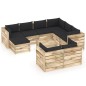 vidaXL Set Salotto da Giardino con Cuscini 10pz Legno Impregnato Verde vidaXL Set Salotto da Giardino con Cuscini 10pz Legno Impregnato Verde