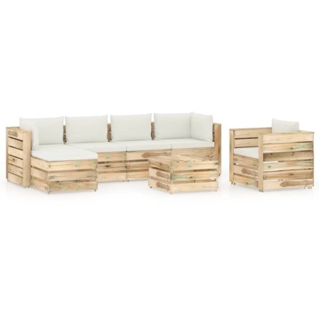 vidaXL Set Salotto da Giardino con Cuscini 7 pz Legno Impregnato Verde