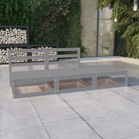 vidaXL Set Divani da Giardino 3 pz Grigio in Legno Massello di Pino