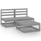 vidaXL Set Divani da Giardino 3 pz Grigio in Legno Massello di Pino