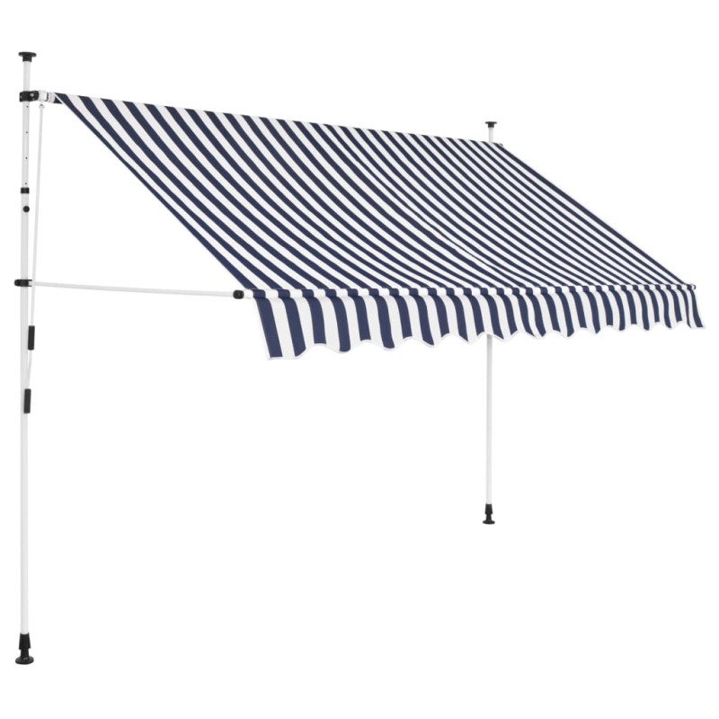 vidaXL Tenda da Sole Retrattile Manuale 250 cm a Strisce Blu e Bianche vidaXL Tenda da Sole Retrattile Manuale 250 cm a Strisce Blu e Bianche