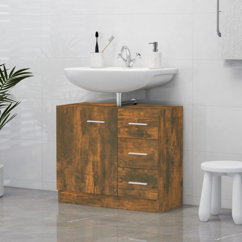 Mobile Lavabo Rovere Fumo 63x30x54 cm in Legno Multistrato Mobile Lavabo Rovere Fumo 63x30x54 cm in Legno Multistrato