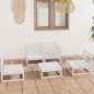 vidaXL Set Divani da Giardino 5 pz Bianco in Legno Massello di Pino vidaXL Set Divani da Giardino 5 pz Bianco in Legno Massello di Pino