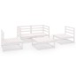 vidaXL Set Divani da Giardino 5 pz Bianco in Legno Massello di Pino vidaXL Set Divani da Giardino 5 pz Bianco in Legno Massello di Pino