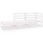 vidaXL Set Divani da Giardino 3 pz Bianco in Legno Massello di Pino
