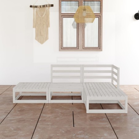 vidaXL Set Divani da Giardino 4 pz Bianco in Legno Massello di Pino