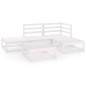 vidaXL Set Divani da Giardino 5 pz Bianco in Legno Massello di Pino vidaXL Set Divani da Giardino 5 pz Bianco in Legno Massello di Pino