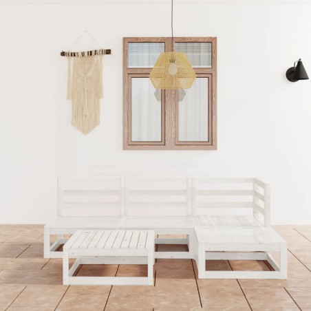 vidaXL Set Divani da Giardino 5 pz Bianco in Legno Massello di Pino
