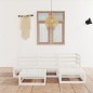 vidaXL Set Divani da Giardino 5 pz Bianco in Legno Massello di Pino vidaXL Set Divani da Giardino 5 pz Bianco in Legno Massello di Pino