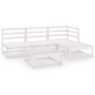 vidaXL Set Divani da Giardino 5 pz Bianco in Legno Massello di Pino vidaXL Set Divani da Giardino 5 pz Bianco in Legno Massello di Pino