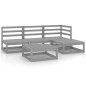 vidaXL Set Divani da Giardino 5 pz Grigio in Legno Massello di Pino