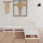 vidaXL Set Divani da Giardino 5 pz Bianco in Legno Massello di Pino vidaXL Set Divani da Giardino 5 pz Bianco in Legno Massello di Pino