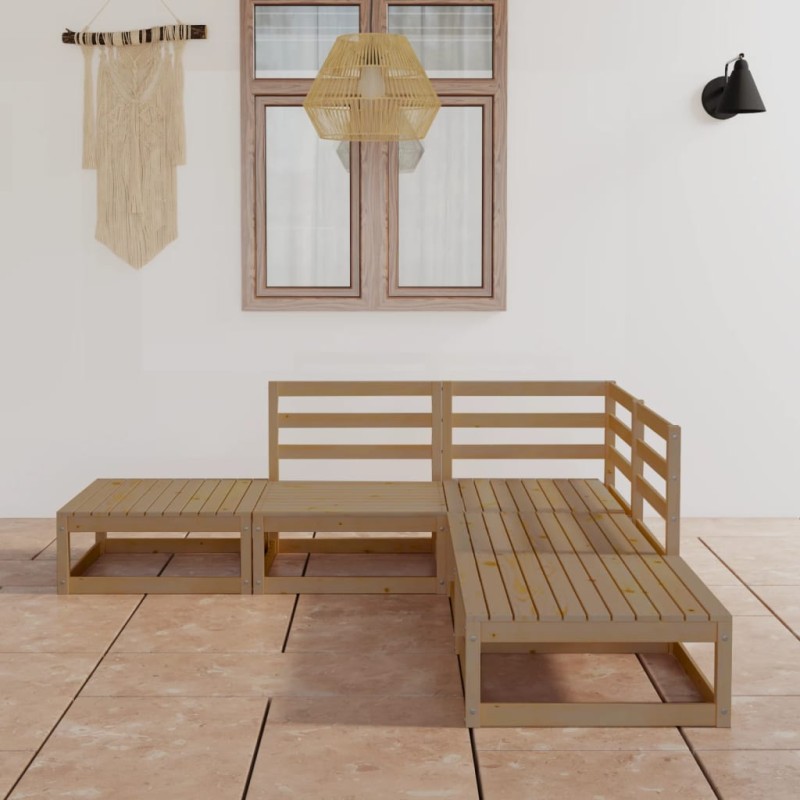 vidaXL Set Divani da Giardino 5 pz Miele in Legno Massello di Pino vidaXL Set Divani da Giardino 5 pz Miele in Legno Massello di Pino