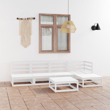 vidaXL Set Divani da Giardino 6 pz Bianco in Legno Massello di Pino