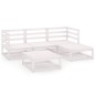 vidaXL Set Divani da Giardino 5 pz Bianco in Legno Massello di Pino